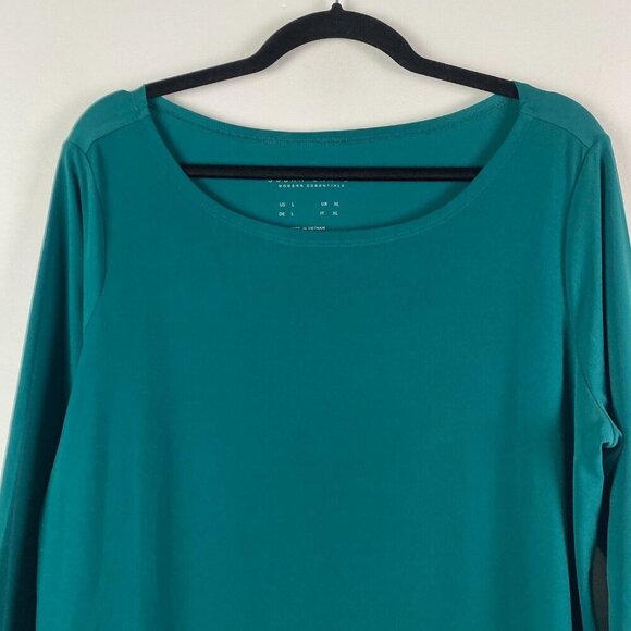 Susan Graver Modern Essentials Liquid Knit Tunic Size L Green 3/4 Sleeve - Picture 2 of 9